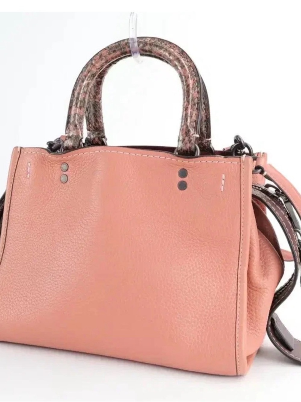 NWOT Coach Log 25 Pebble Leather Colorblock Snake Pattern Tote Bag